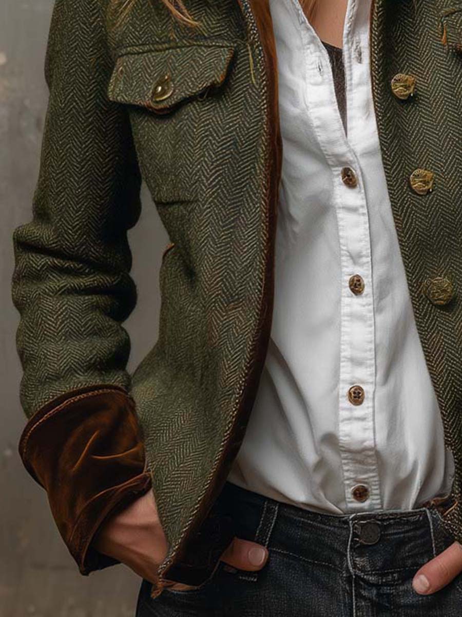 Bella | Herringbone Contrast Blazer