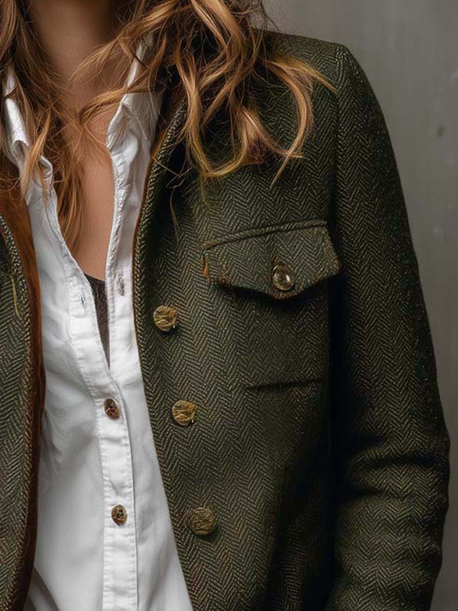 Bella | Herringbone Contrast Blazer