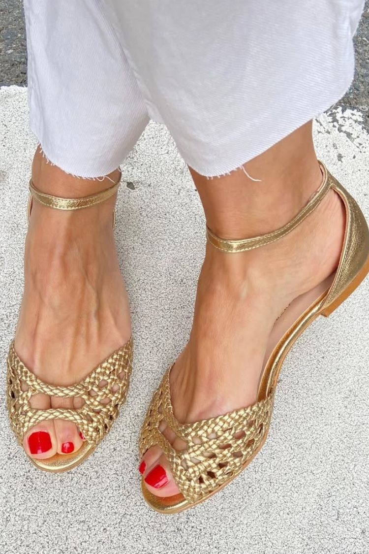 Abigail | Woven Gold Sandals