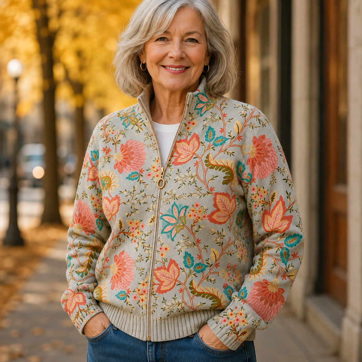 Isabelle | Vintage Floral Garden Zip Cardigan
