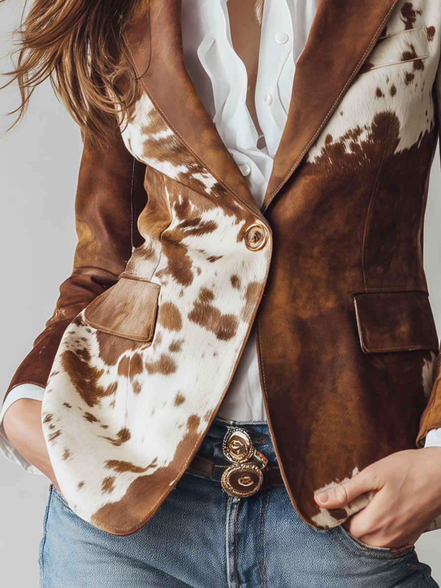 Alessia | Cow Print Vintage Blazer