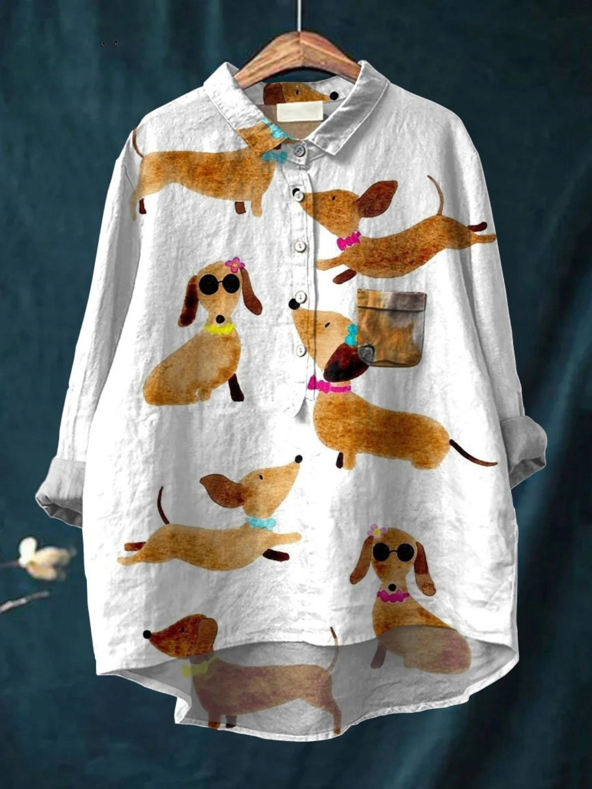 Cora | Cute Dachshund Art Print Casual Shirt