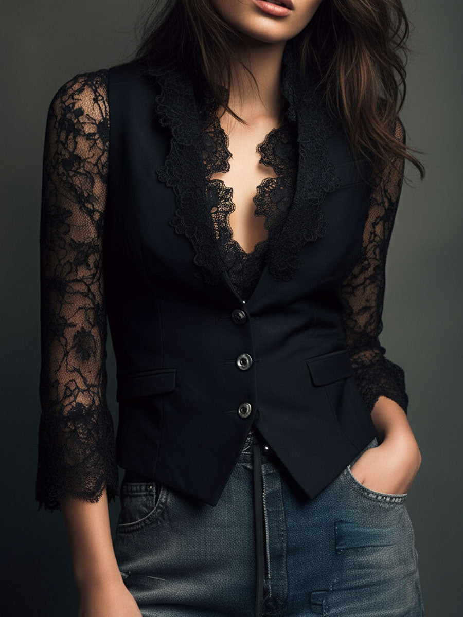 Vittoria | Lace-Sleeve Blazer