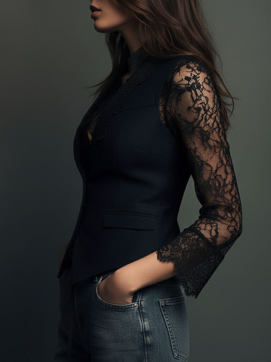 Vittoria | Lace-Sleeve Blazer