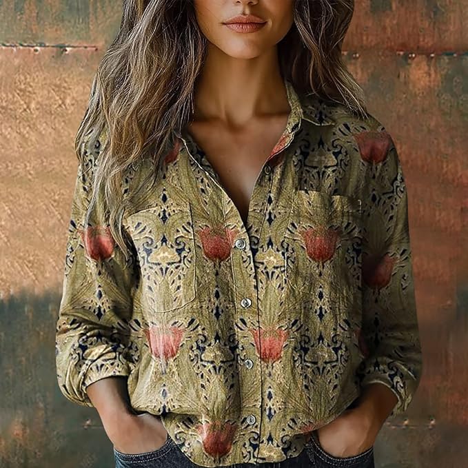 Sara | Vintage Floral-Print Blouse