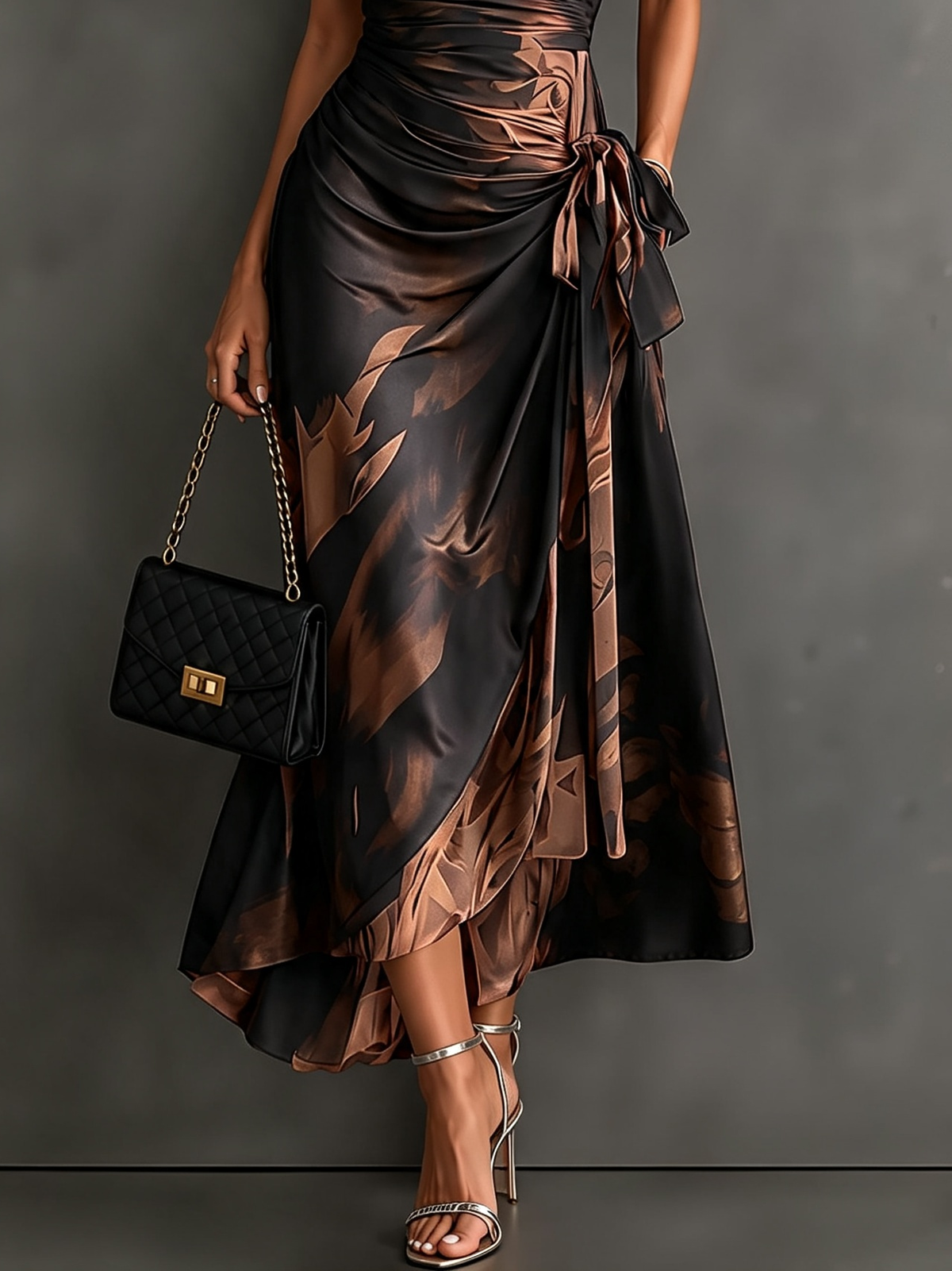Francesca | Abstract Print Midi Wrap Dress