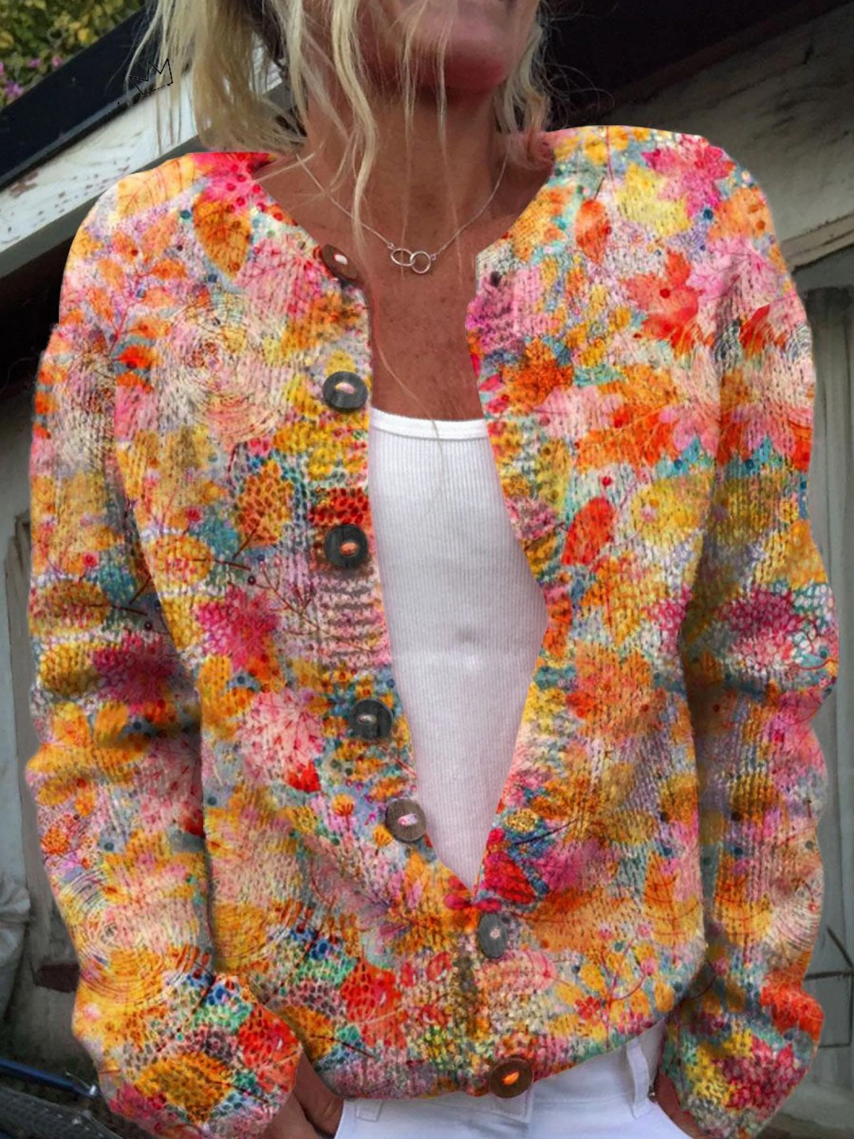 Helena | Hand-Painted Floral Print Cardigan