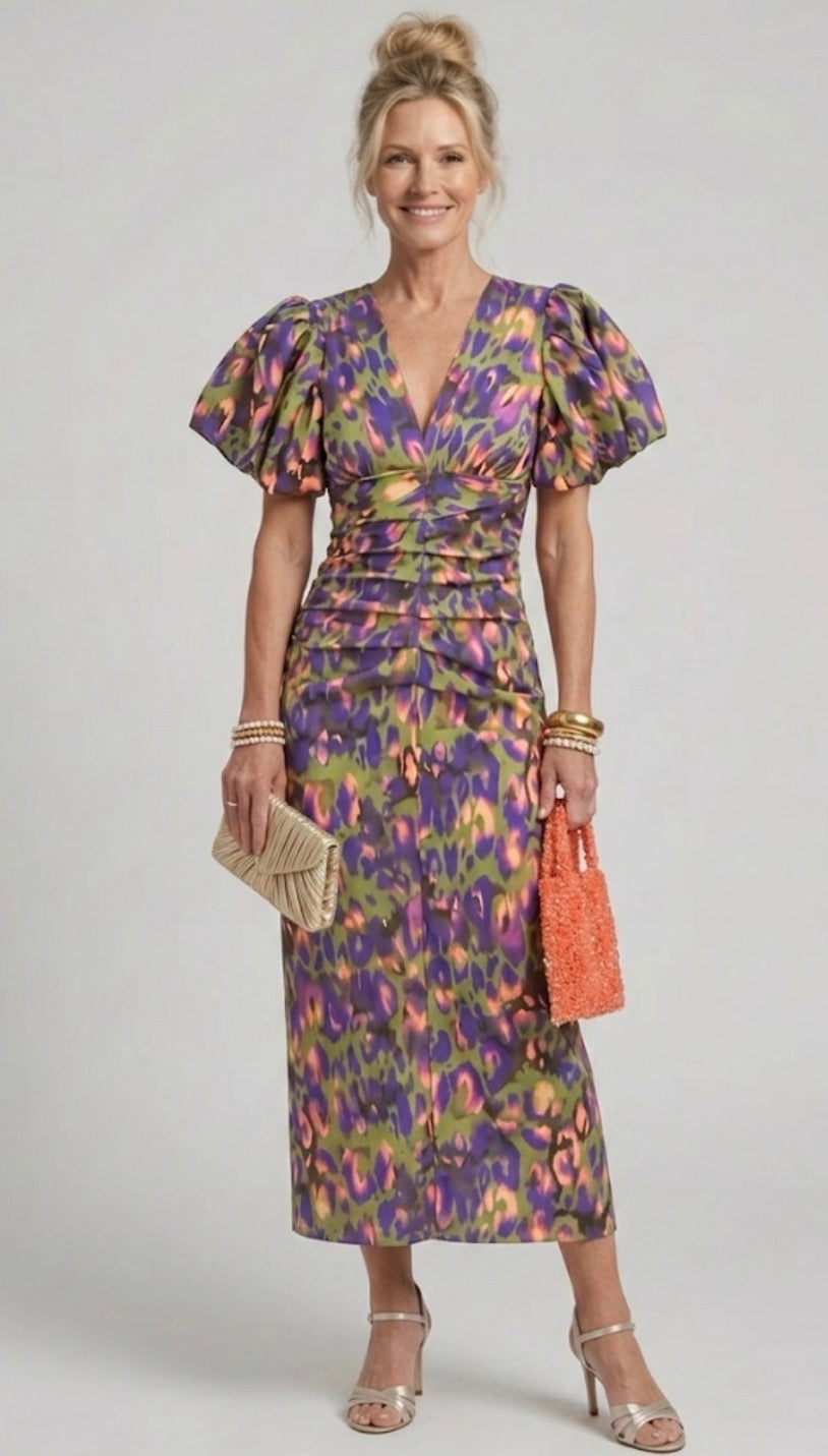 Matilda | Vivid Pleated Midi Dress