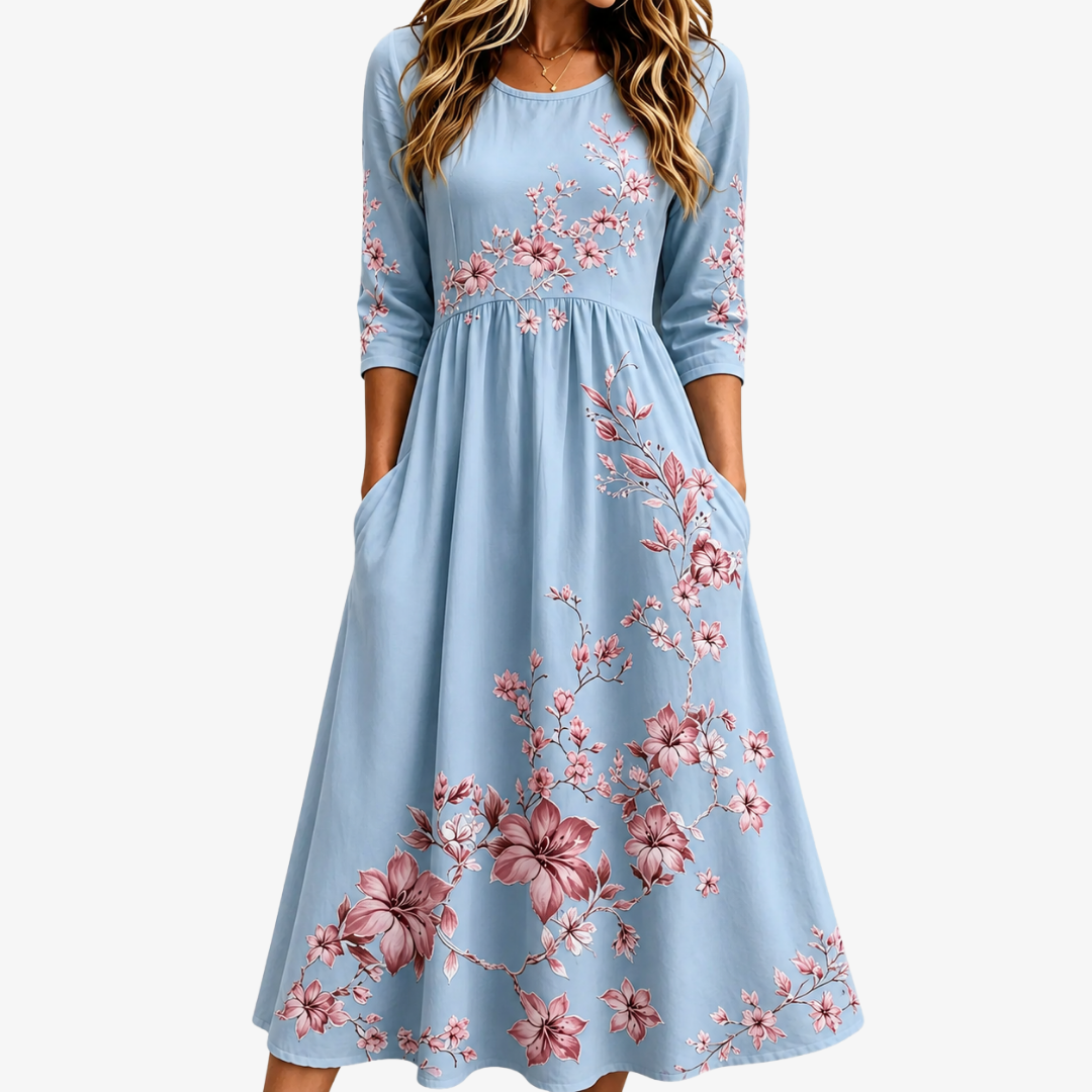 Paisley | Sky Blossom Weekend Pocket Midi Dress