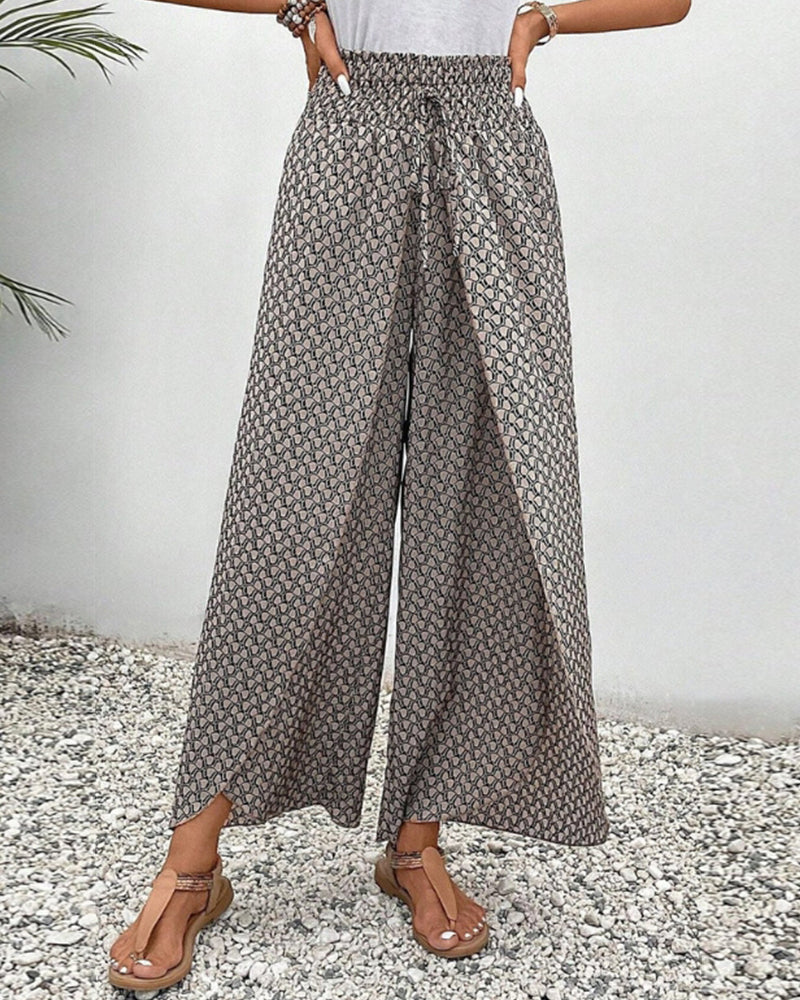 Isabella | Geometric Print Wide-Leg Trousers