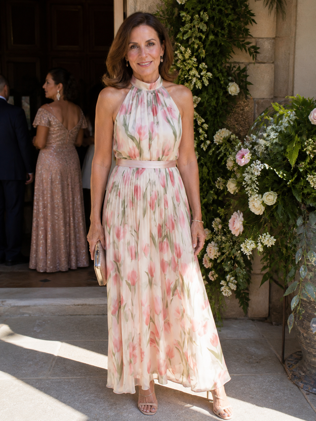 Isadora | Halter Neck Floral Midi Dress