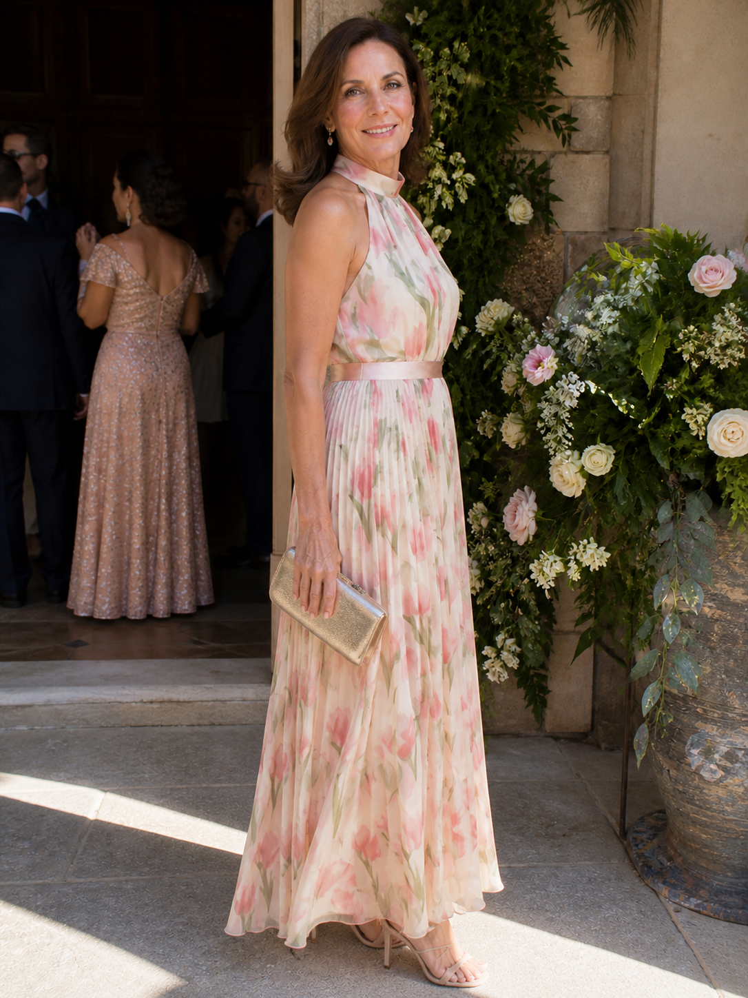 Isadora | Halter Neck Floral Midi Dress