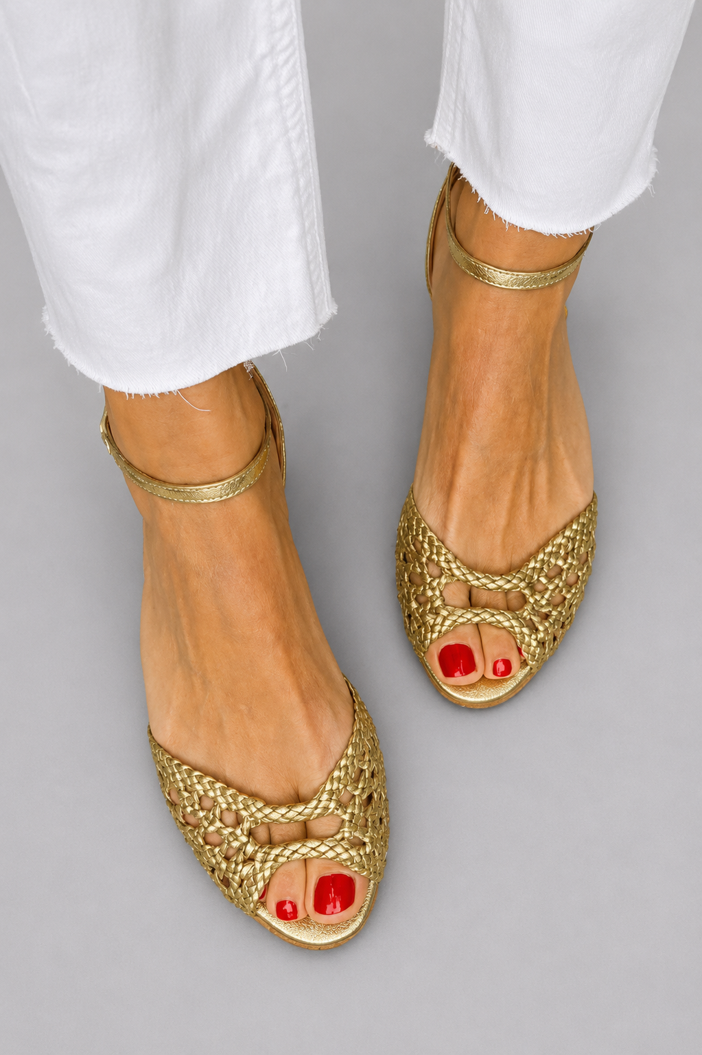 Abigail | Woven Gold Sandals