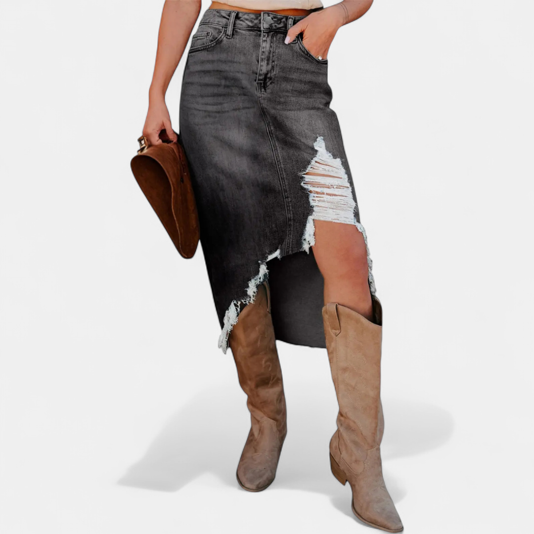 Blake | Relaxed High-Waist Denim Maxi Skirt