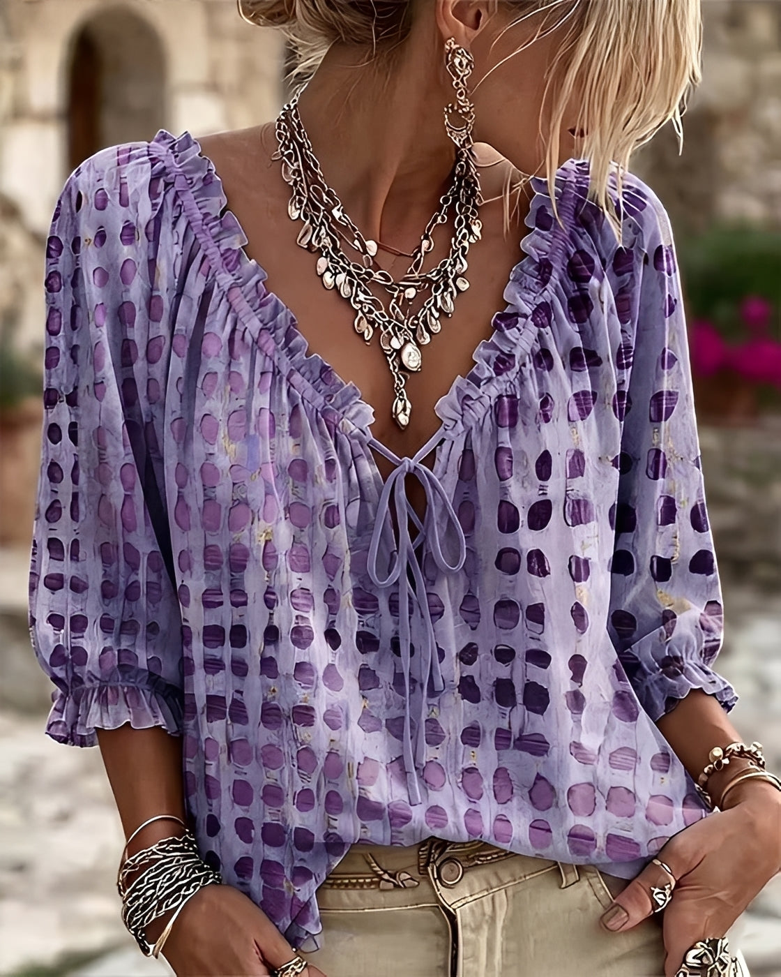 Candice | Fashionable Polka-Dot Blouse