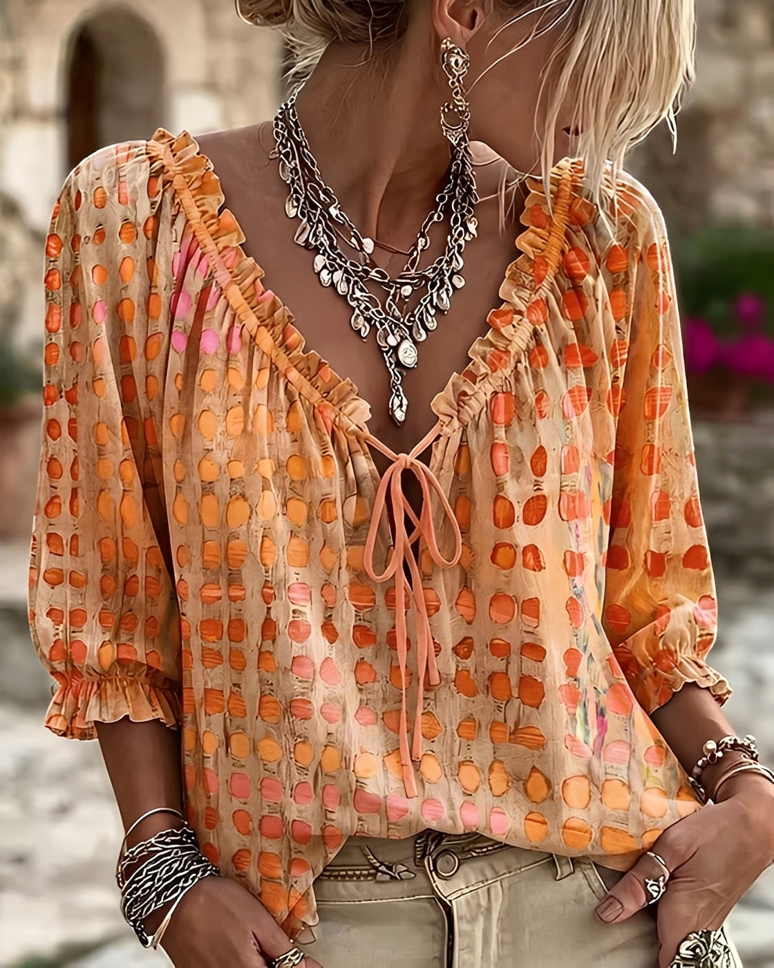 Candice | Fashionable Polka-Dot Blouse