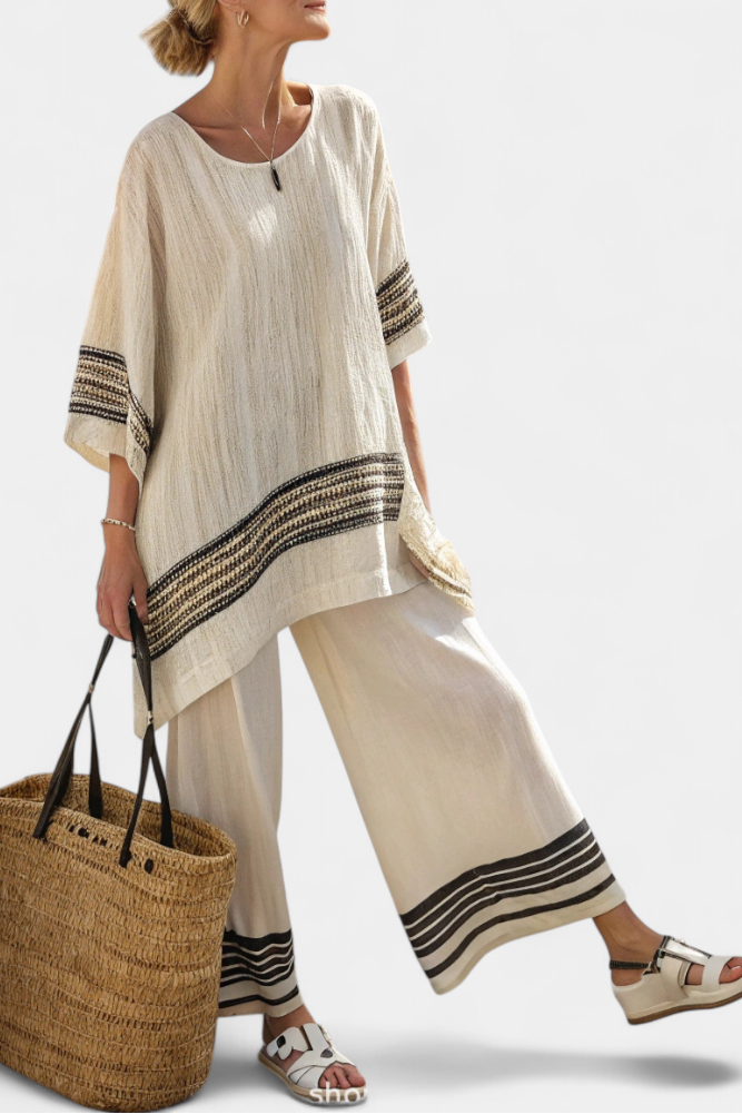 Addison | Black Striped Linen Trouser Set