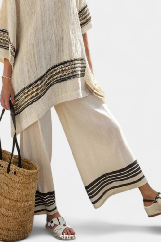 Addison | Black Striped Linen Trouser Set