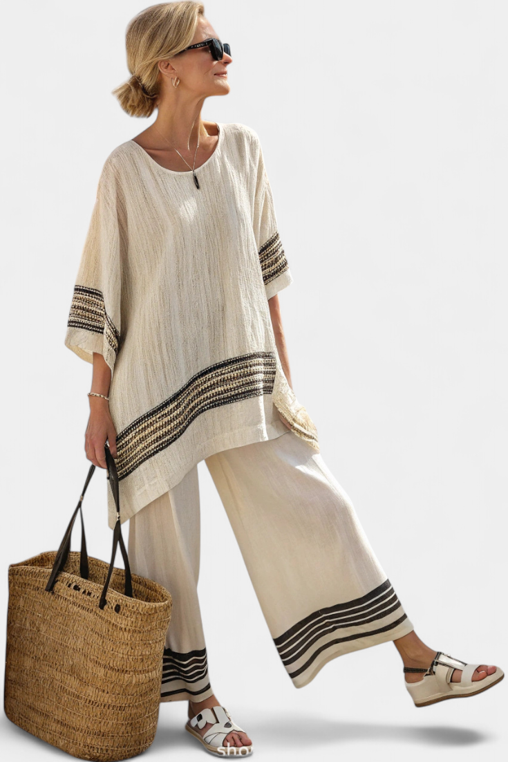 Addison | Black Striped Linen Trouser Set