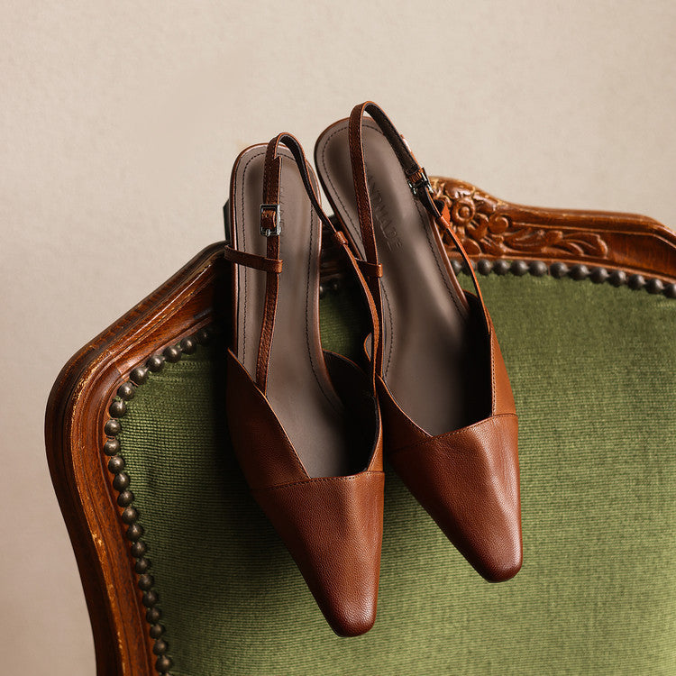 Scarlett | Leather Slingback Heels