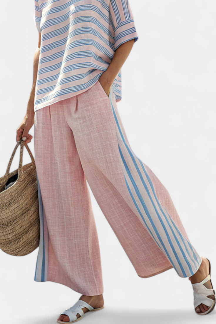 Lily | Pastel Striped Trouser Set