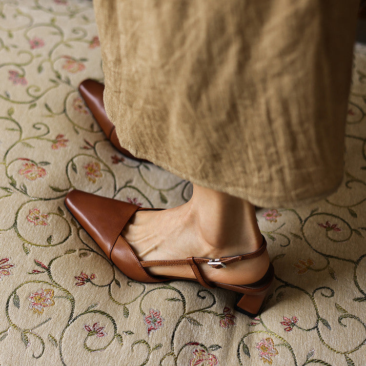 Scarlett | Leather Slingback Heels