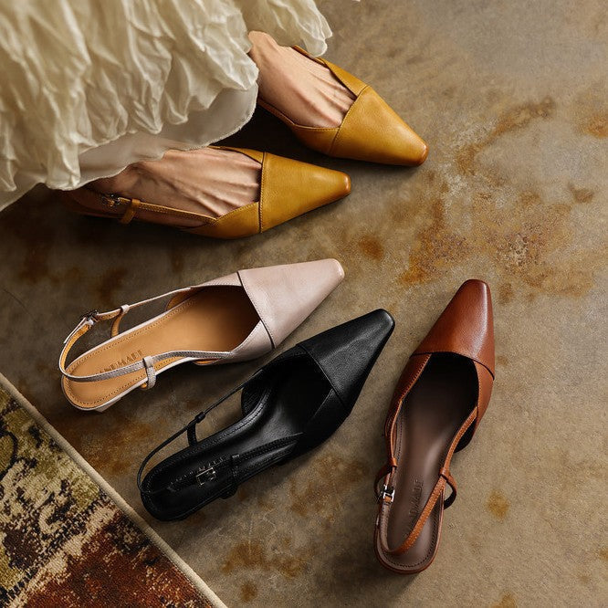 Scarlett | Leather Slingback Heels