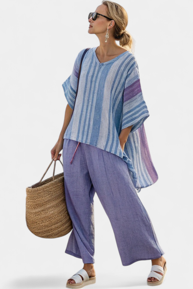 Zoey | Lavender Striped Linen Set