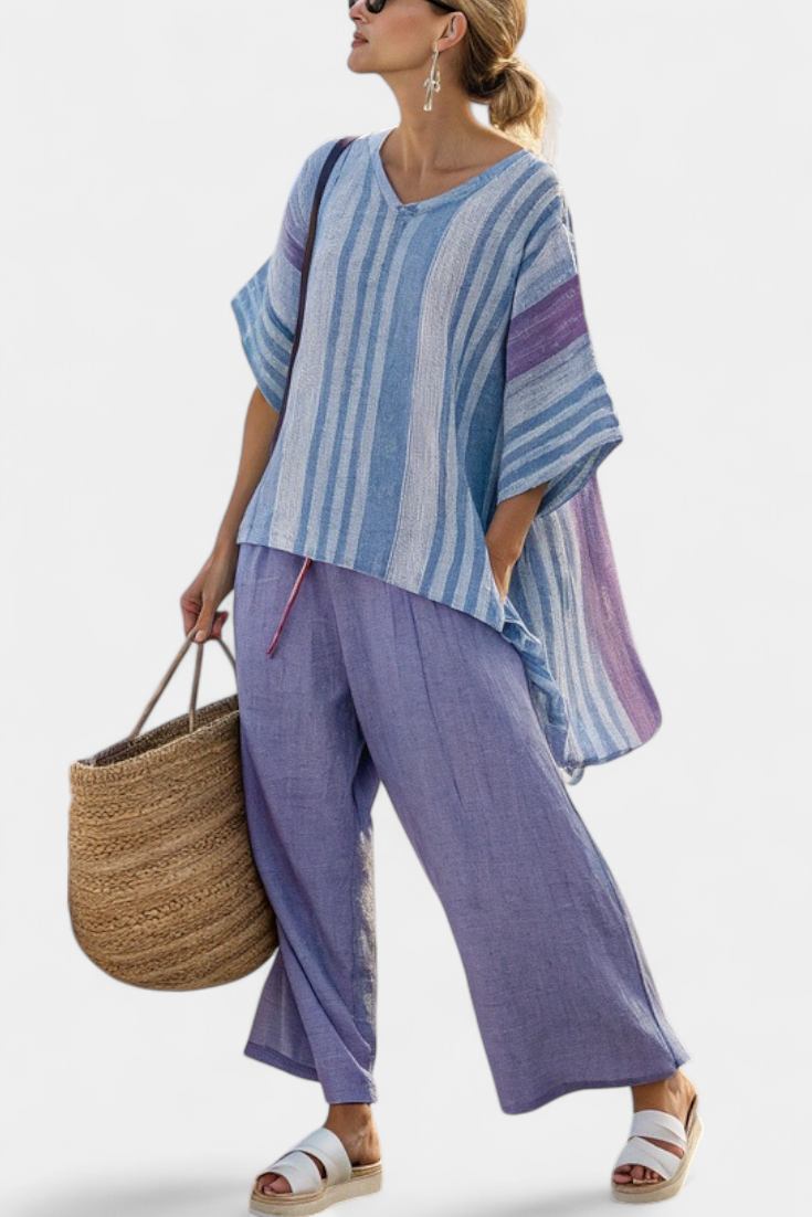 Zoey | Lavender Striped Linen Set