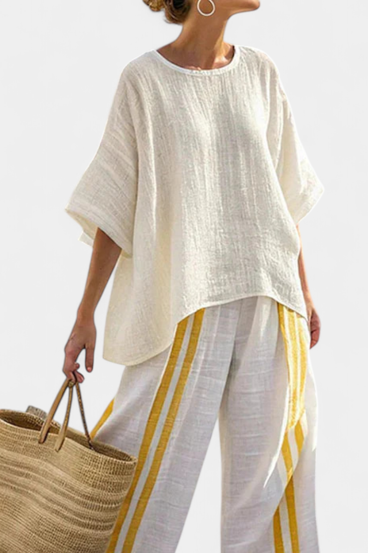 Elizabeth | Yellow Striped Linen Set
