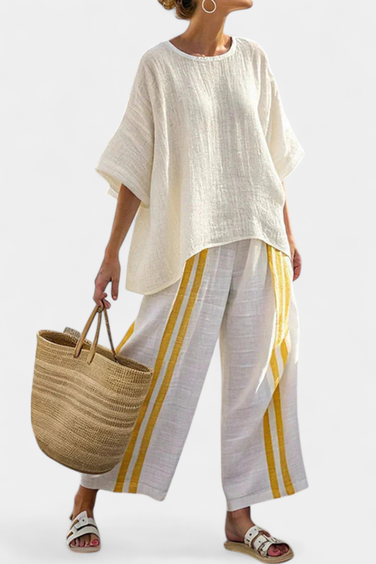 Elizabeth | Yellow Striped Linen Set