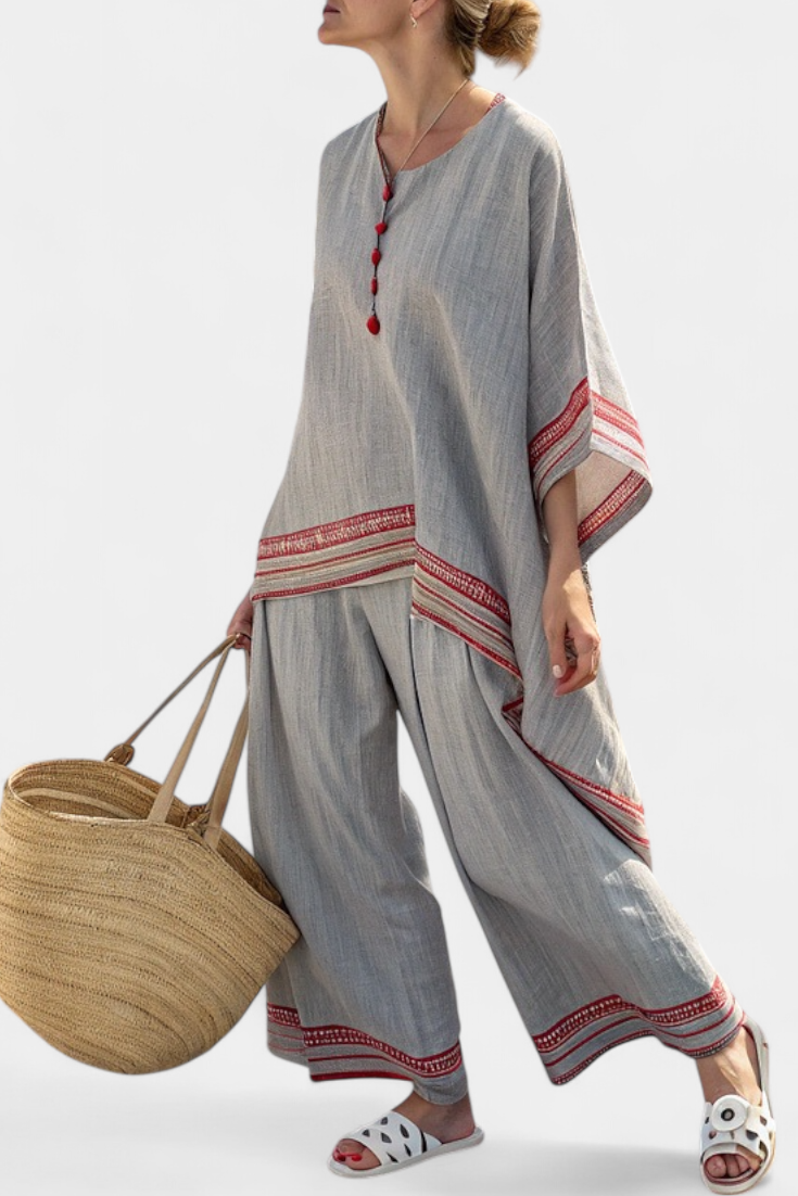 Penelope | Asymmetric Ethnic Trouser Set