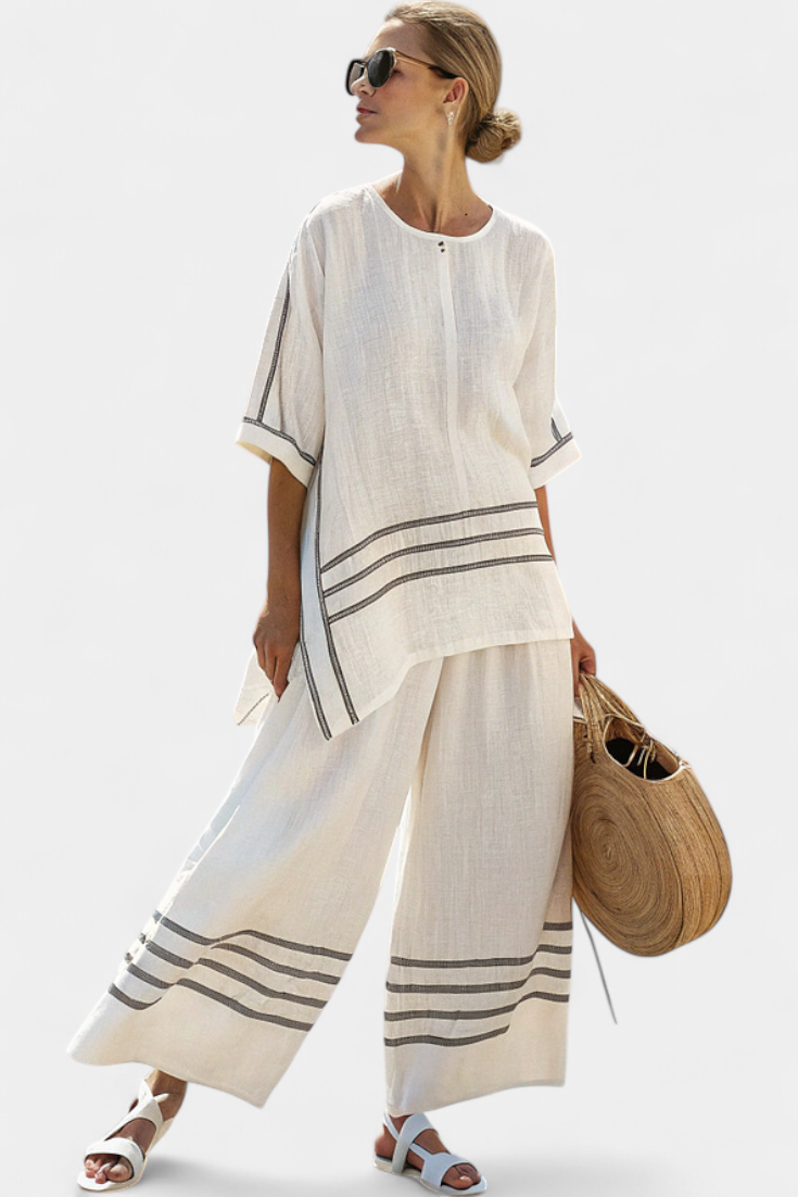 Abigail | Striped Asymmetric Trouser Set