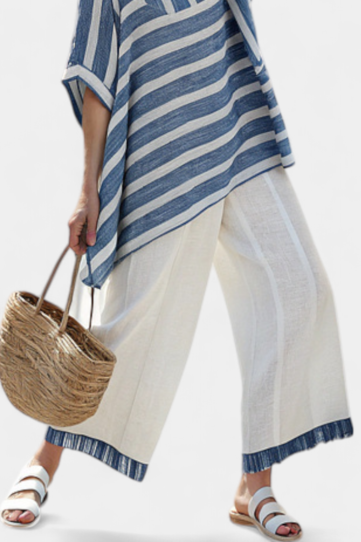 Evelyn | Blue Striped Trouser Set