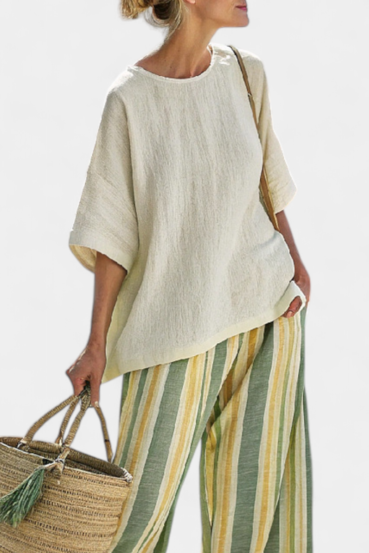 Victoria | Striped Linen Trouser Set