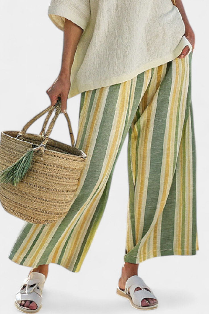 Victoria | Striped Linen Trouser Set