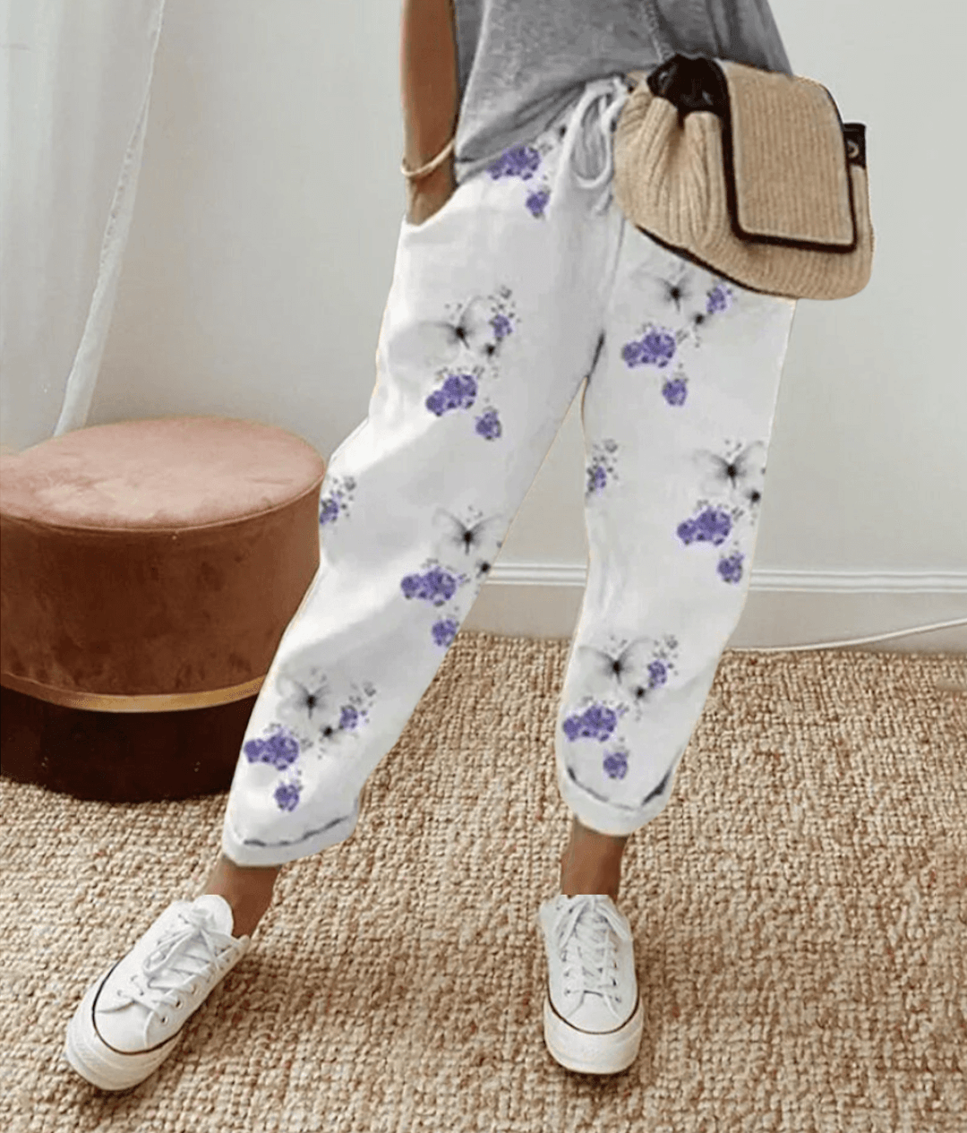 Ella | Printed Comfort-Waistband Trousers