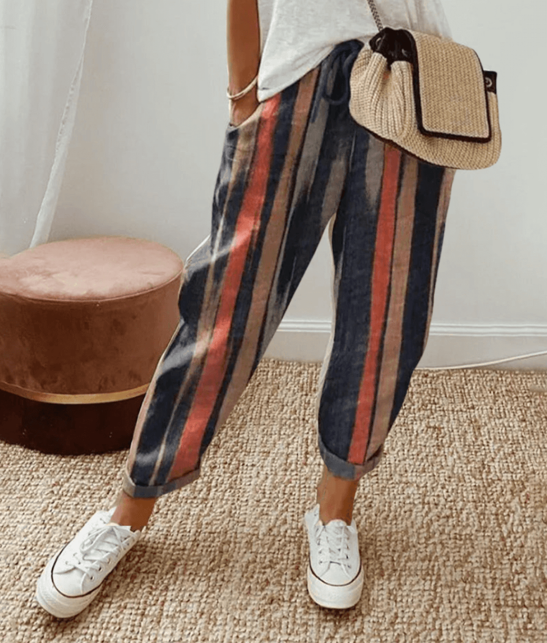 Ella | Printed Comfort-Waistband Trousers