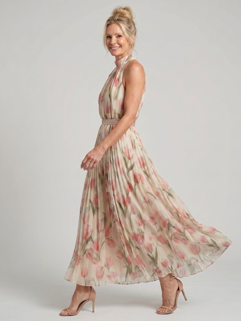 Isadora | Halter Neck Floral Midi Dress
