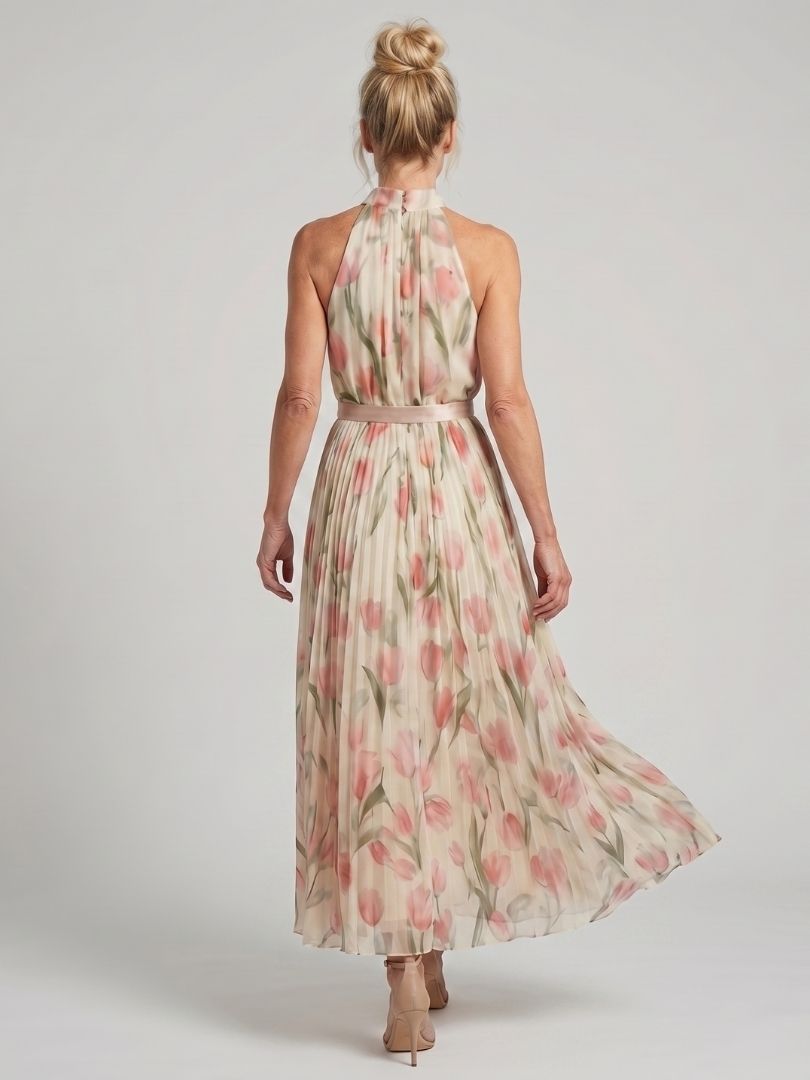 Isadora | Halter Neck Floral Midi Dress