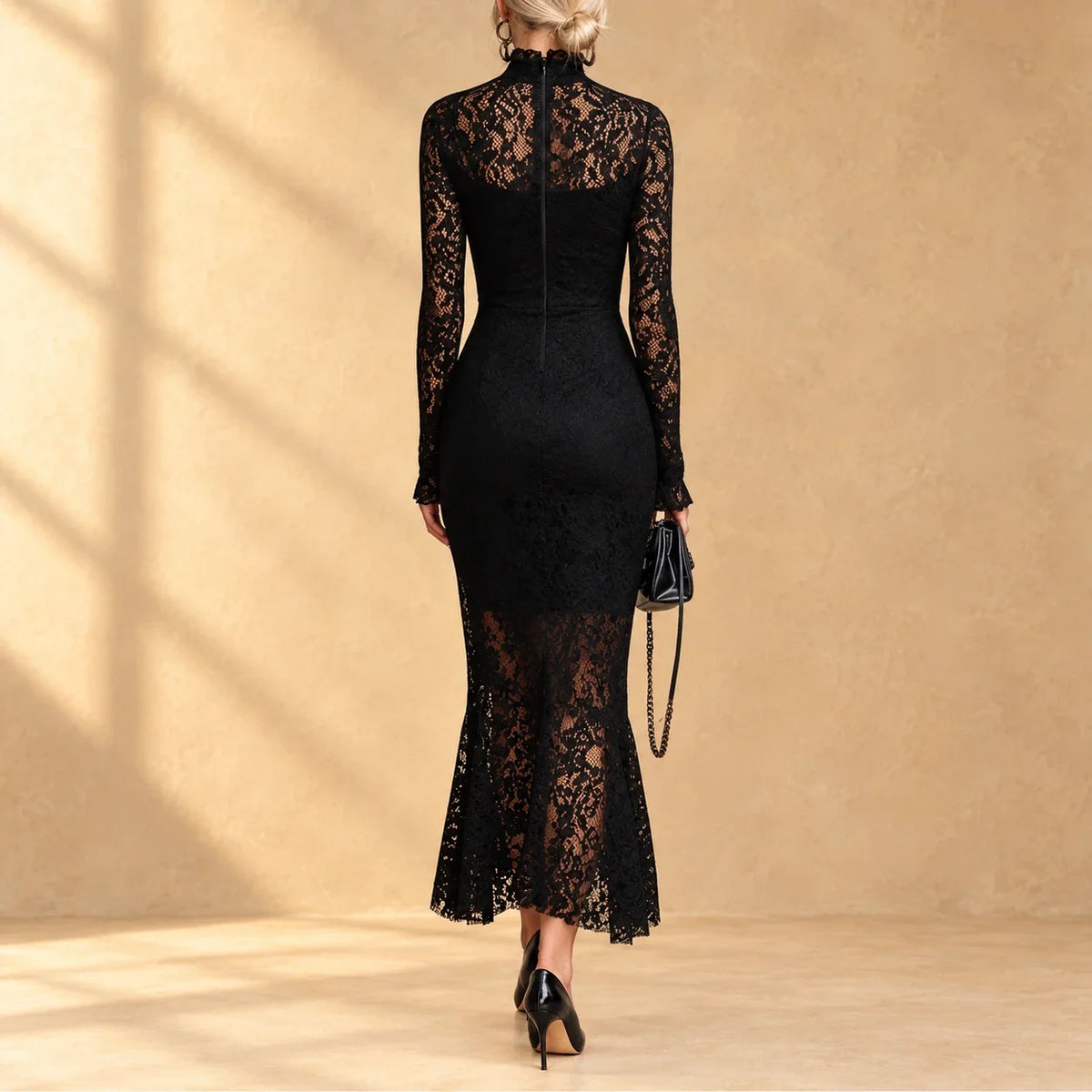 Arabella | Black Lace Evening Dress