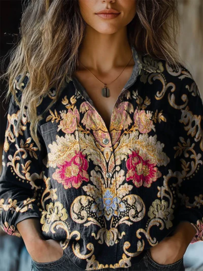Claire | Vintage Floral-Print Blouse
