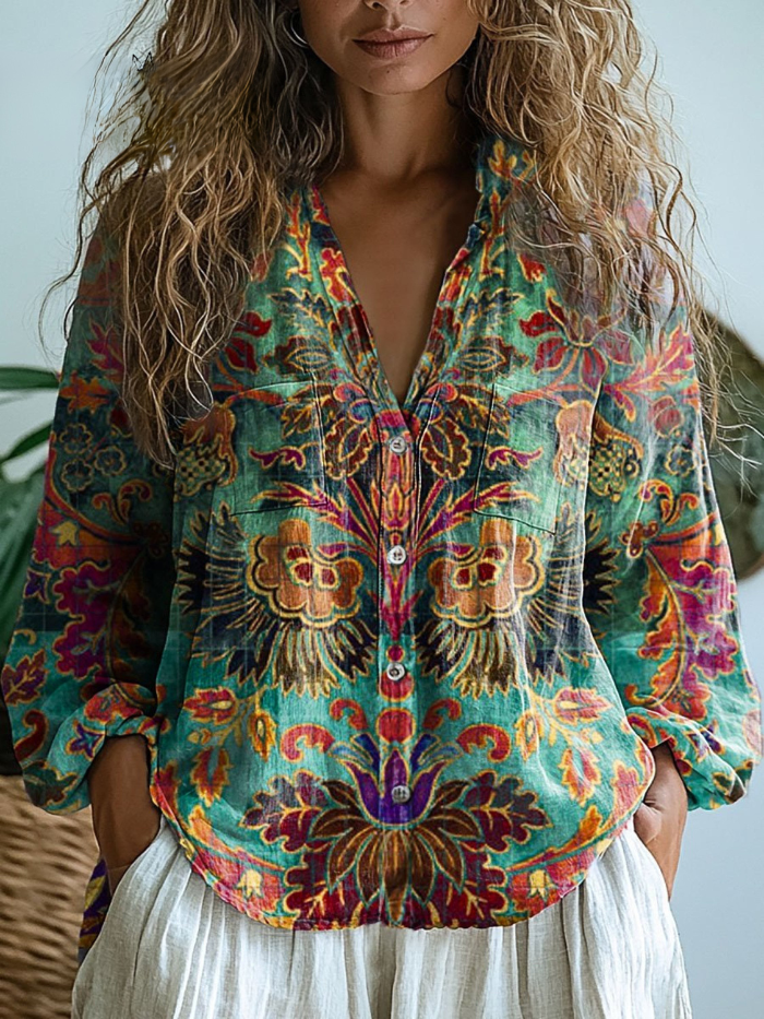 Hazel | Vintage Floral-Print Blouse
