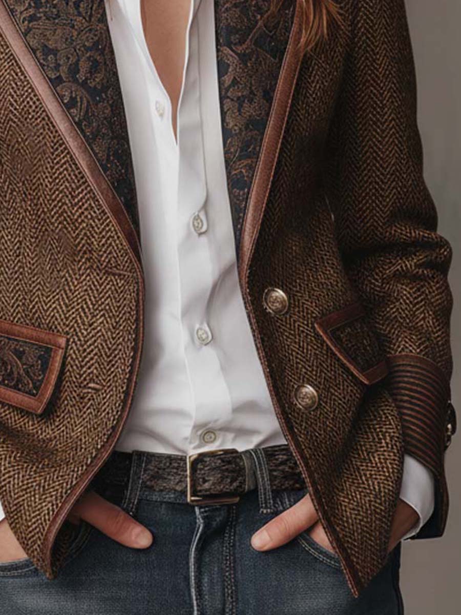 Francesca | Herringbone Insert Blazer