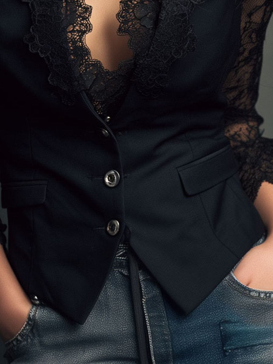 Vittoria | Lace-Sleeve Blazer