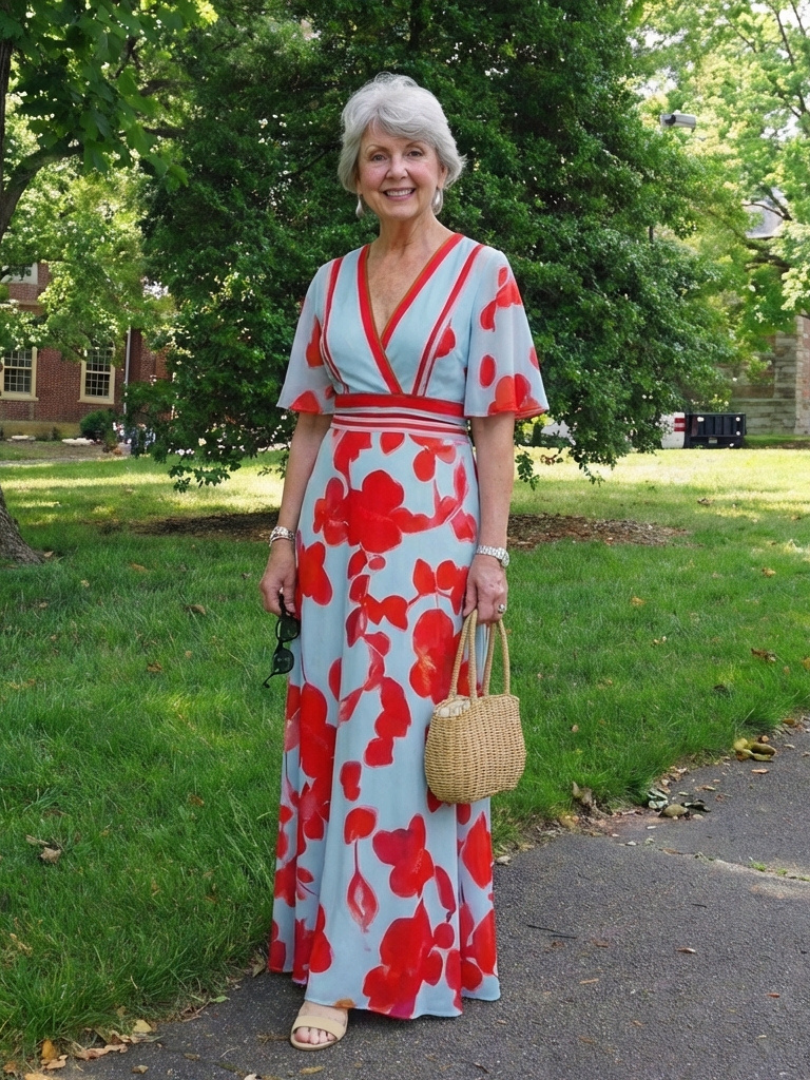 Harriet | V Neck Short Sleeve Floral Maxi Dress