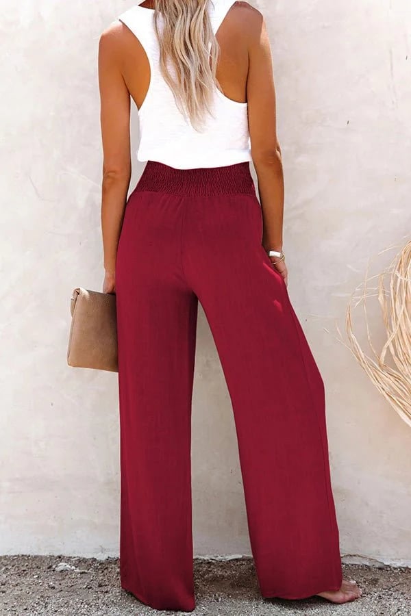 Chloe | High-Waisted Smocked Trousers