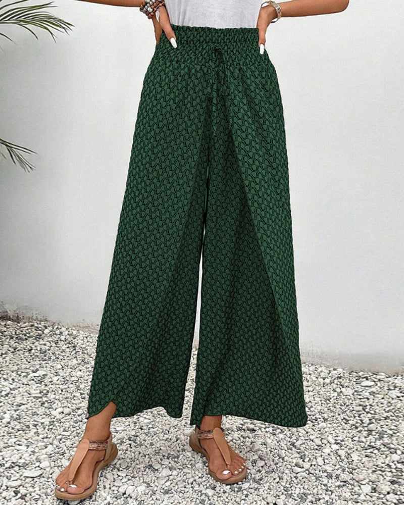 Isabella | Geometric Print Wide-Leg Trousers