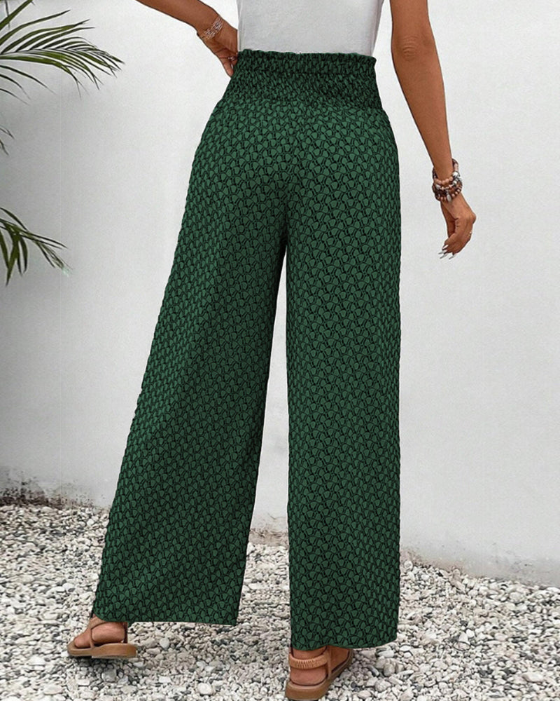 Isabella | Geometric Print Wide-Leg Trousers