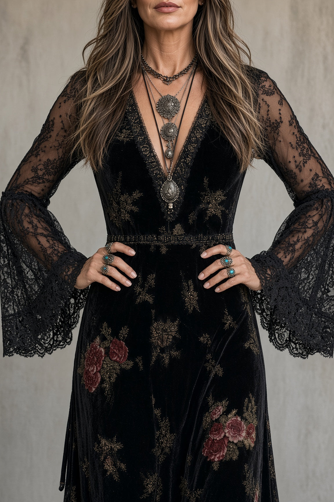 Natalie | Velvet Floral Maxi Dress
